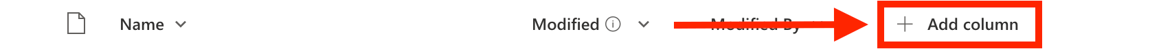 Selecting the add column button before you showcase documents in SharePoint