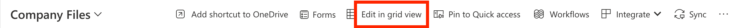 Clicking the edit in grid view action to quickly modify the library