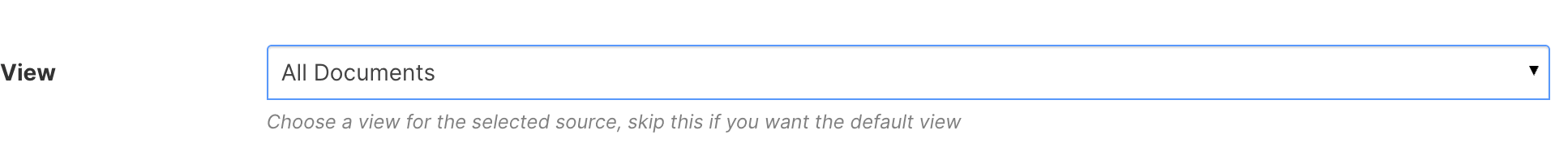 Choosing the all documents option from the view configuration dropdown selection menu