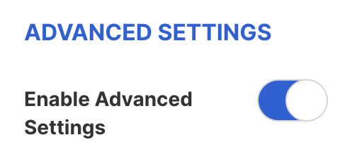Toggling on the enable advanced settings slider switch within the connector menu