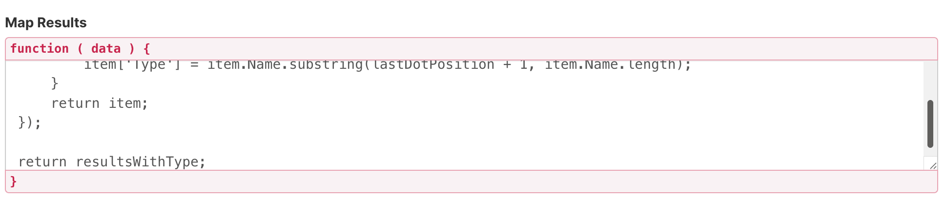 Pasting custom JavaScript code into the map results field box