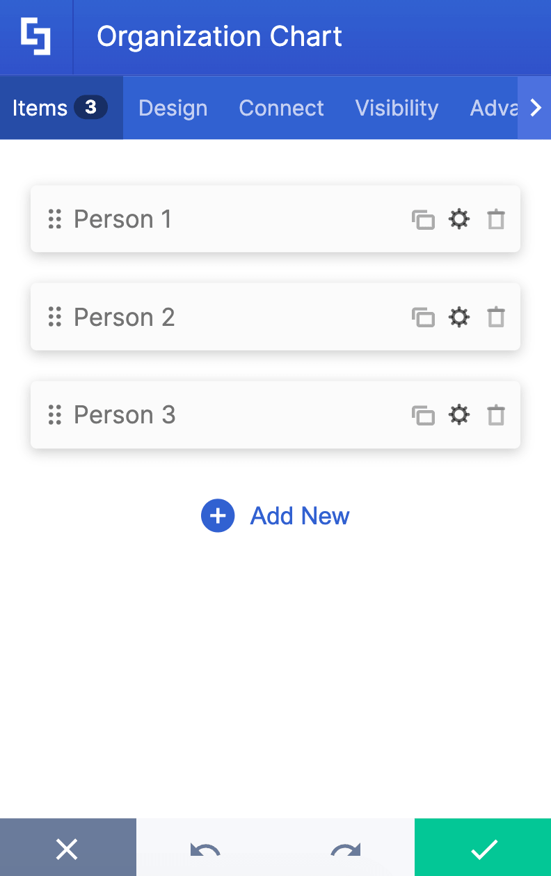 Managing multiple employee profiles under the Items configuration tab interface
