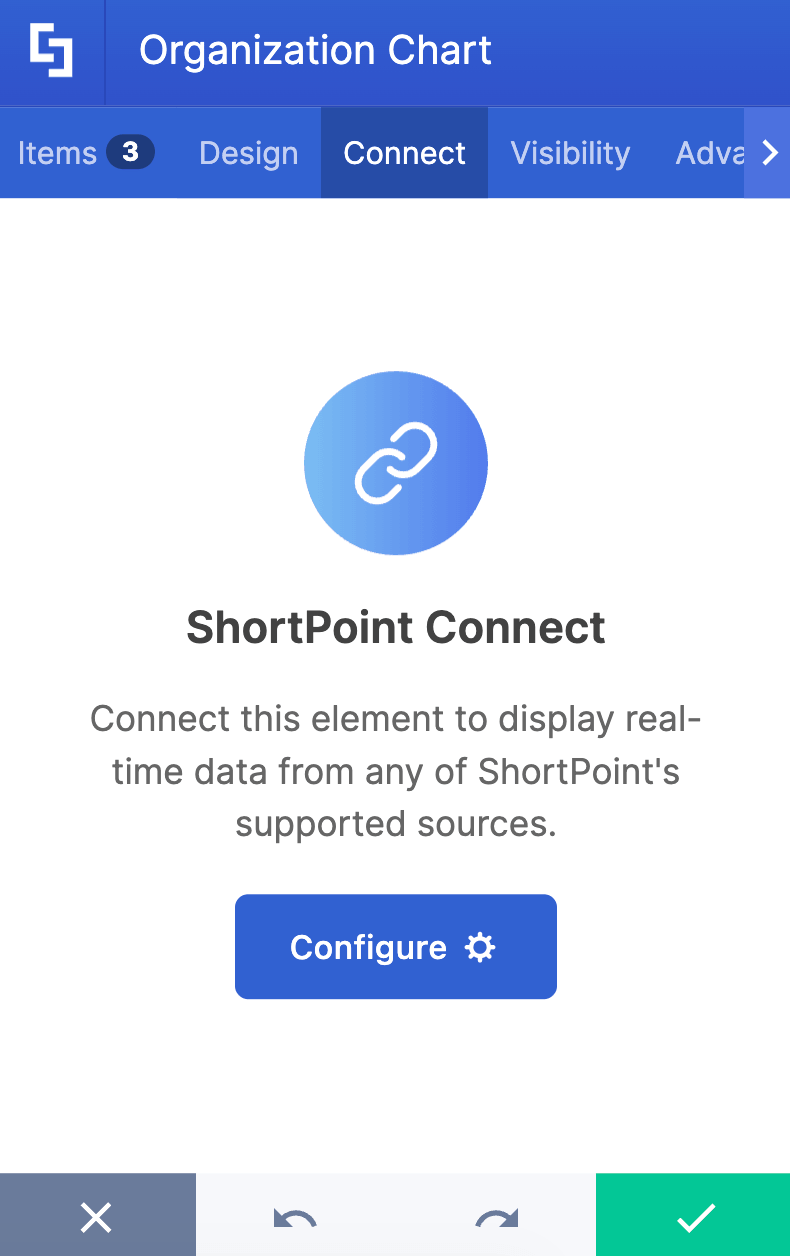 Connecting the design element to live sources using ShortPoint Connect features