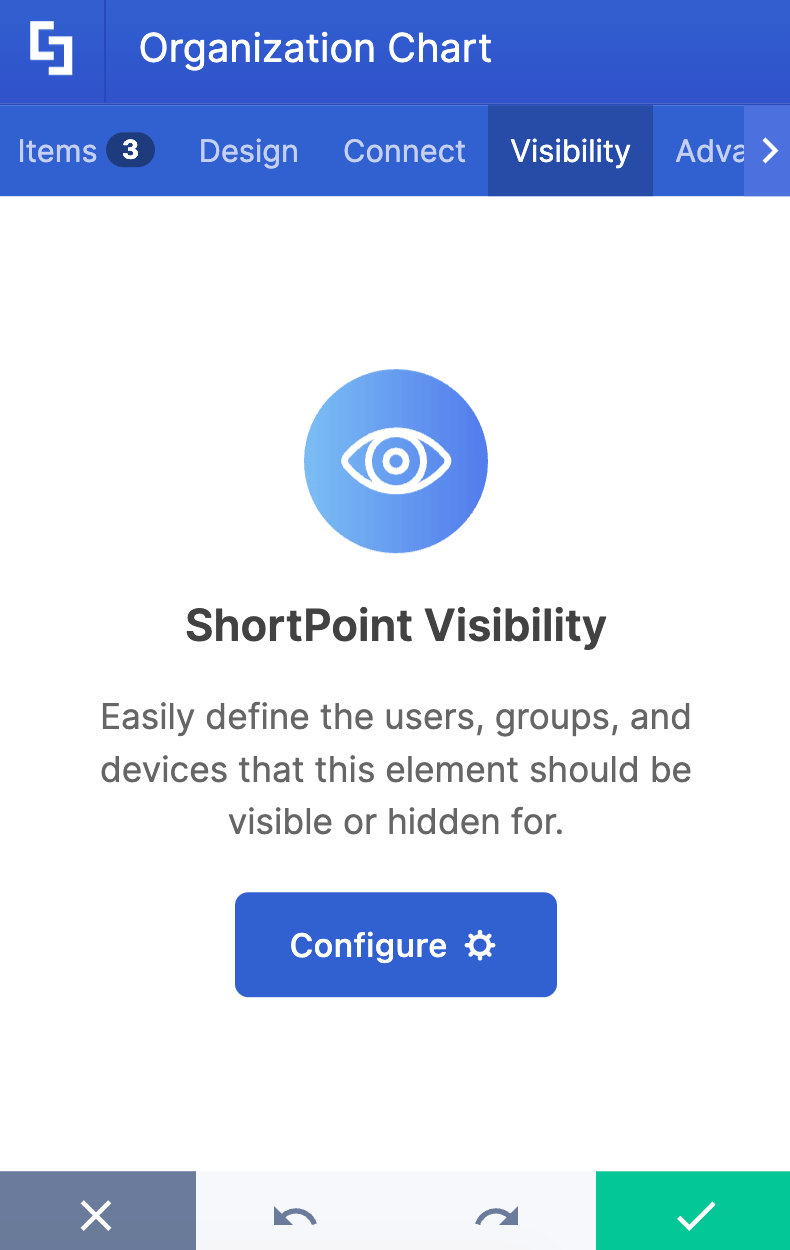 Defining visibility restrictions via the Visibility tab