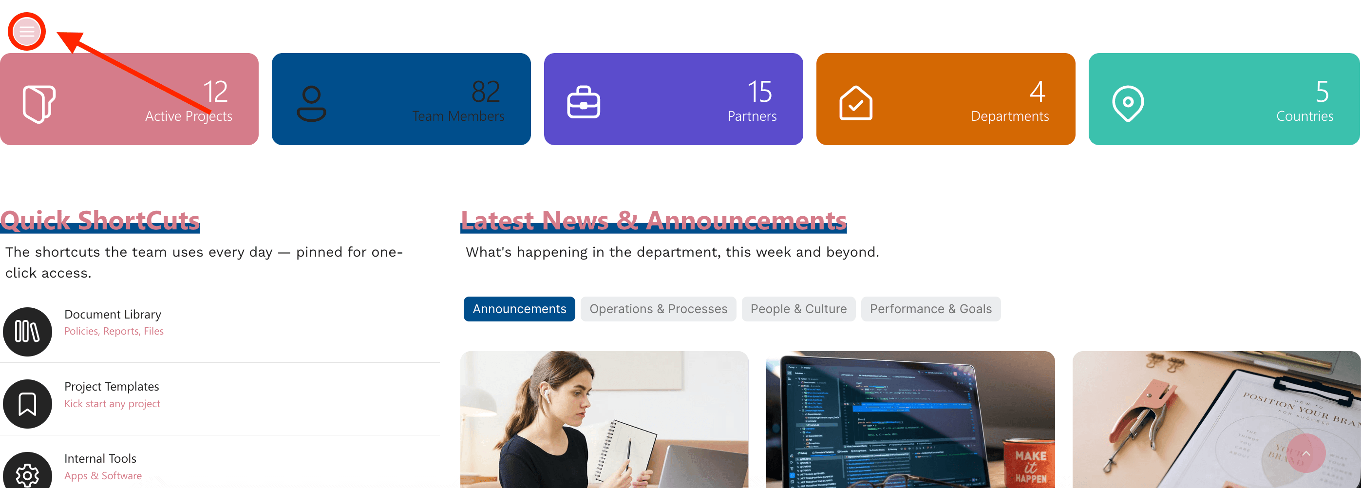 Toggling the top-left menu trigger button layout on a live SharePoint page