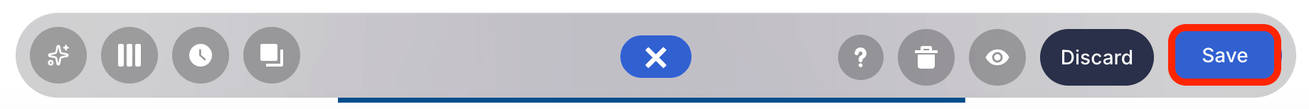 Clicking the blue Save button on the editor toolbar to store progress