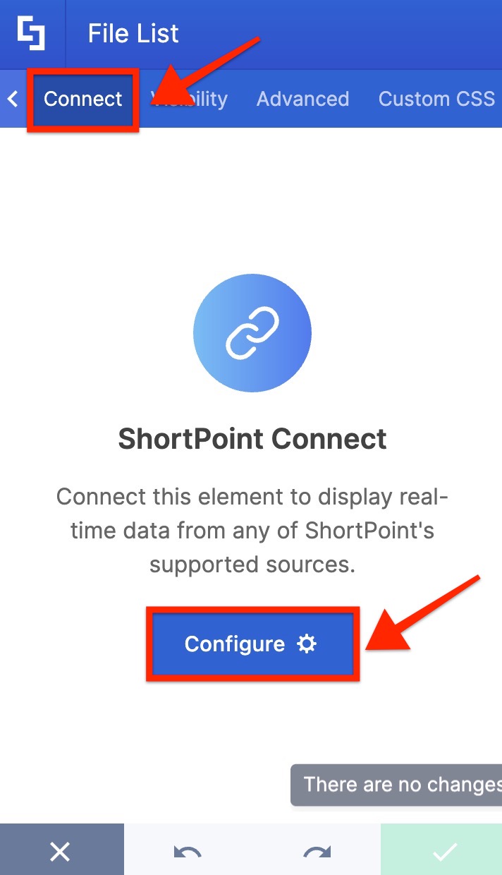 Connect tab where the Configure button is located