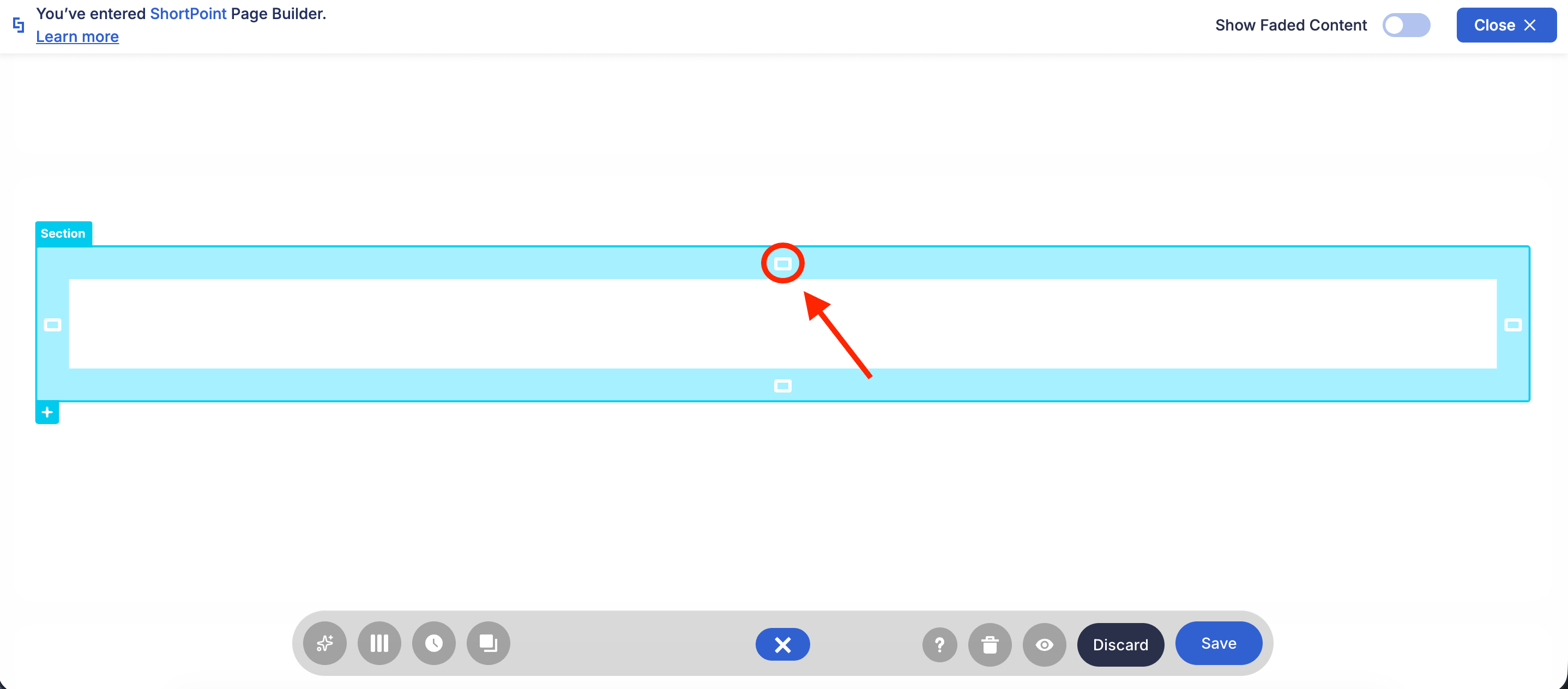 Hovering over highlighted element margins to reveal the spacing preset icon