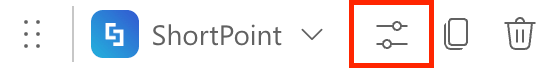 Clicking the Edit properties icon to open ShortPoint web part controls