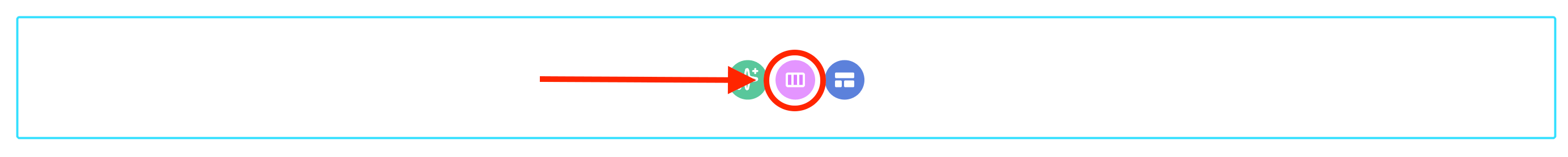 Selecting the pink layout icon to choose column spacing and structure