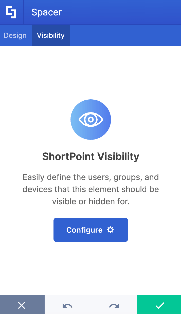 Configuring user and device access restrictions in the Visibility tab settings