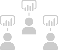 Diagram showing multiple users each authenticating individually to access Power BI reports