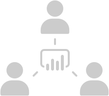 Diagram showing multiple users viewing a shared Power BI report using embedded capacity