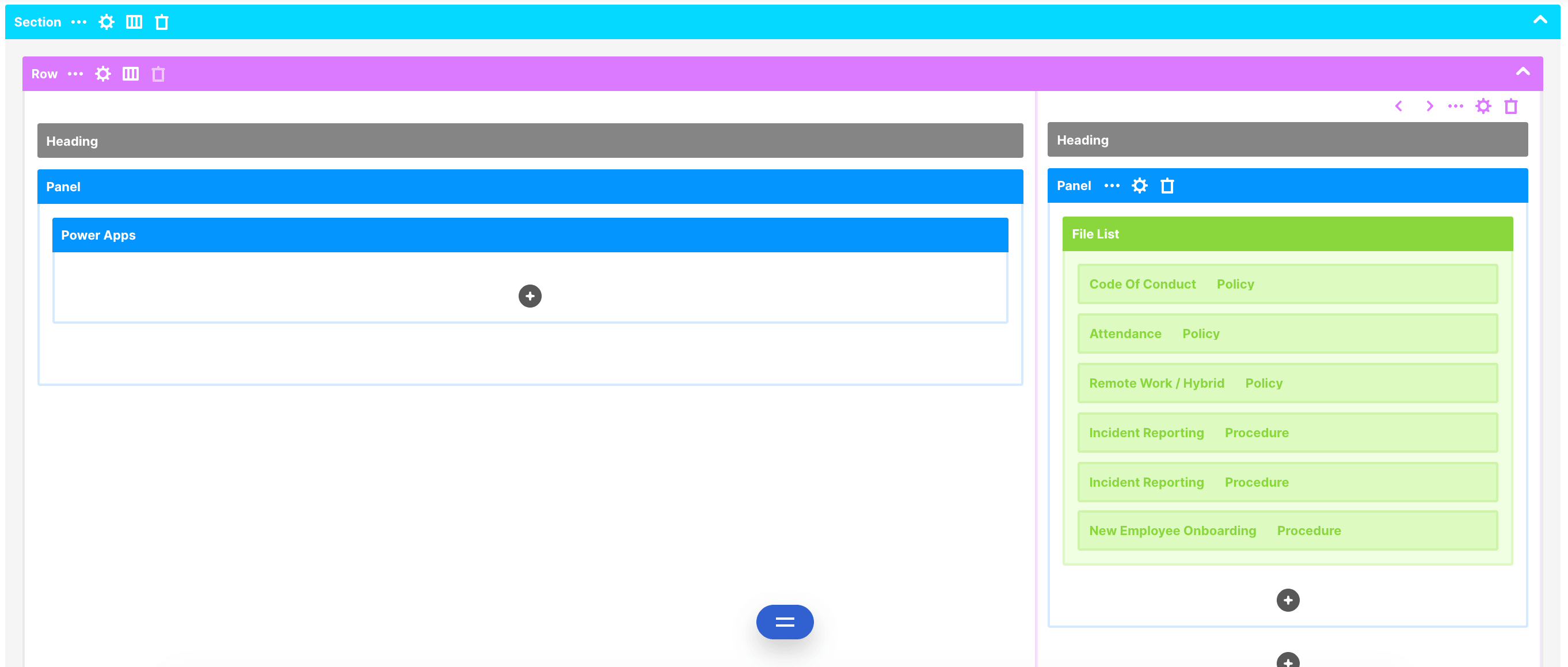 Discontinued Grid Mode wireframe layout interface in SharePoint Page Builder