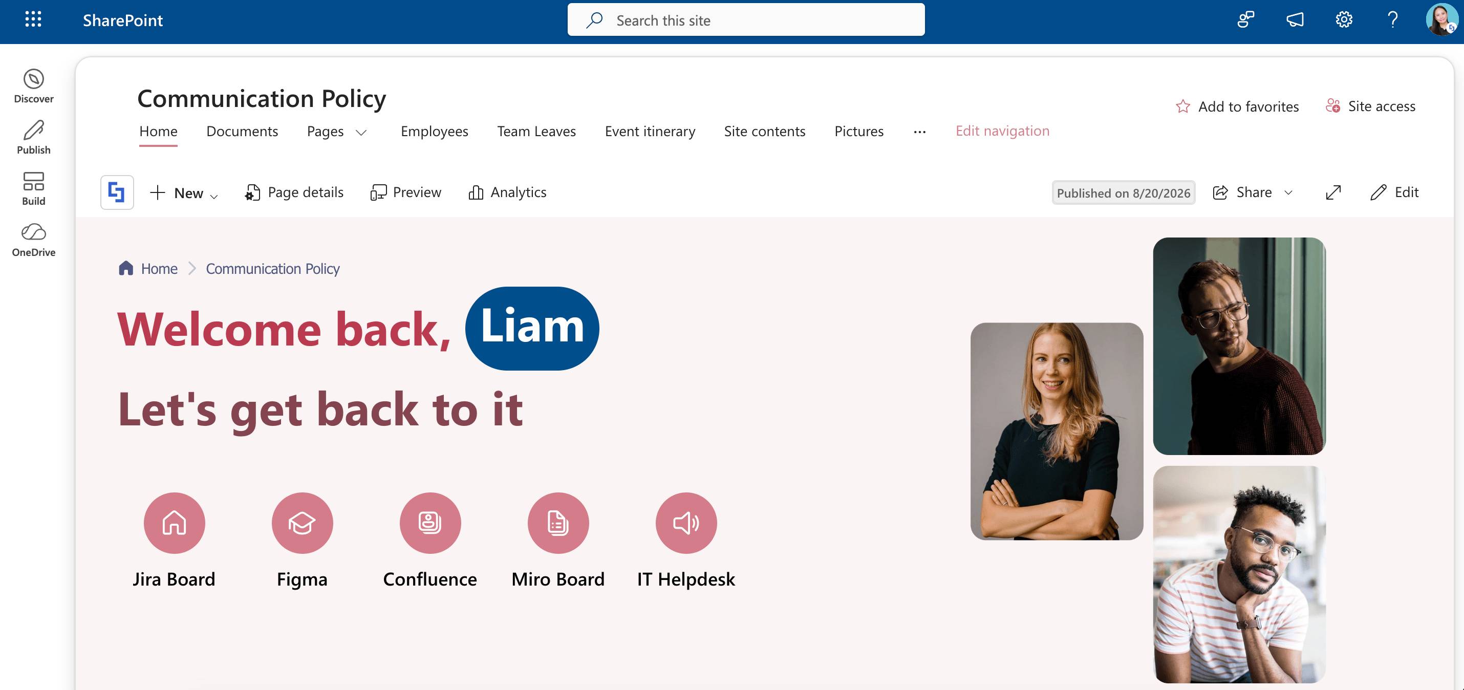 Modern SharePoint page layout featuring updated web parts and navigation