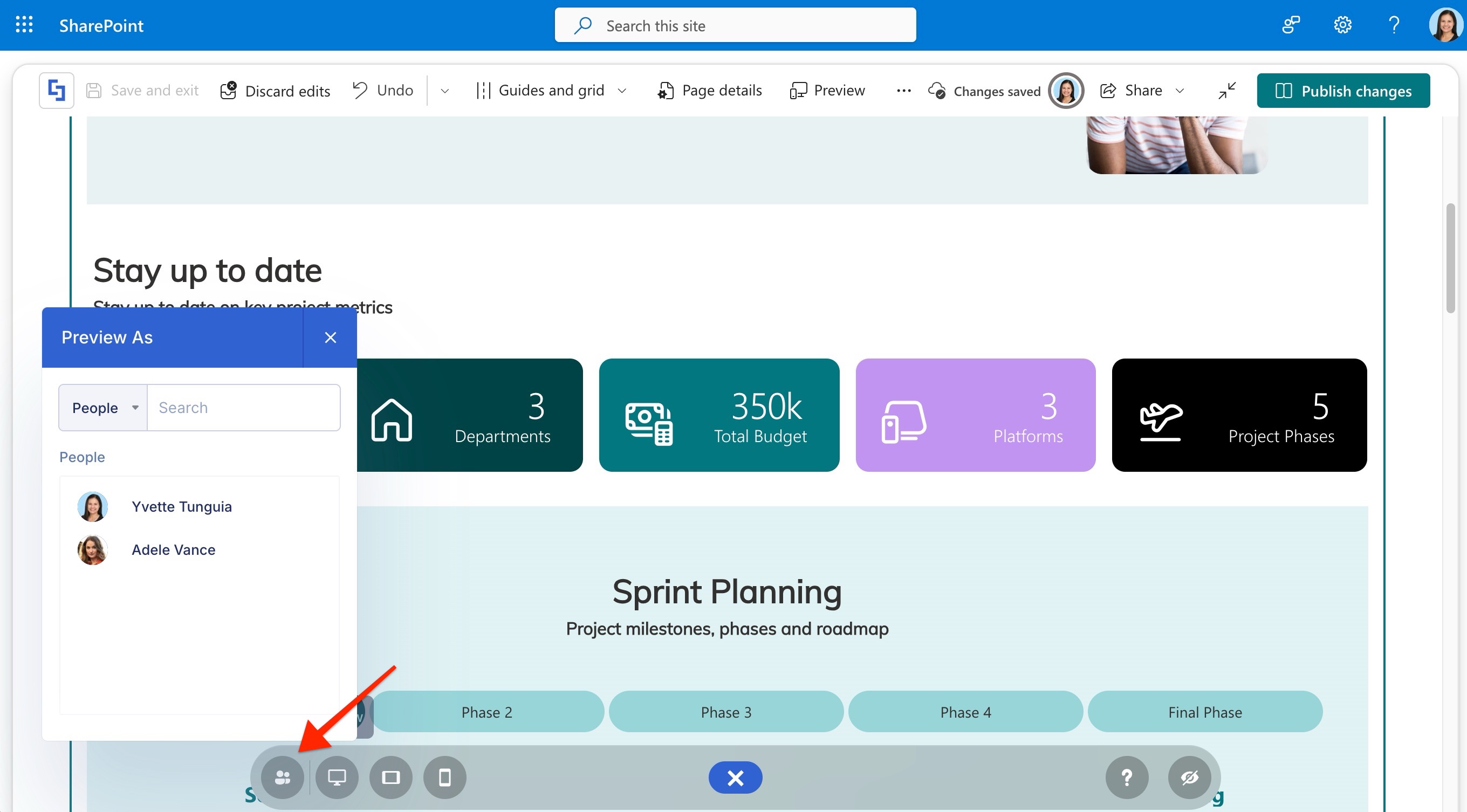 preview as options on the action toolbar