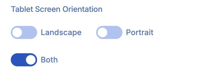 tablet orientation options