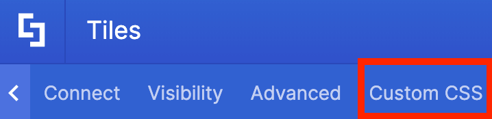 Navigating to the Custom CSS tab inside the Tiles element settings
