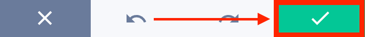 Clicking the green checkmark button to apply element settings