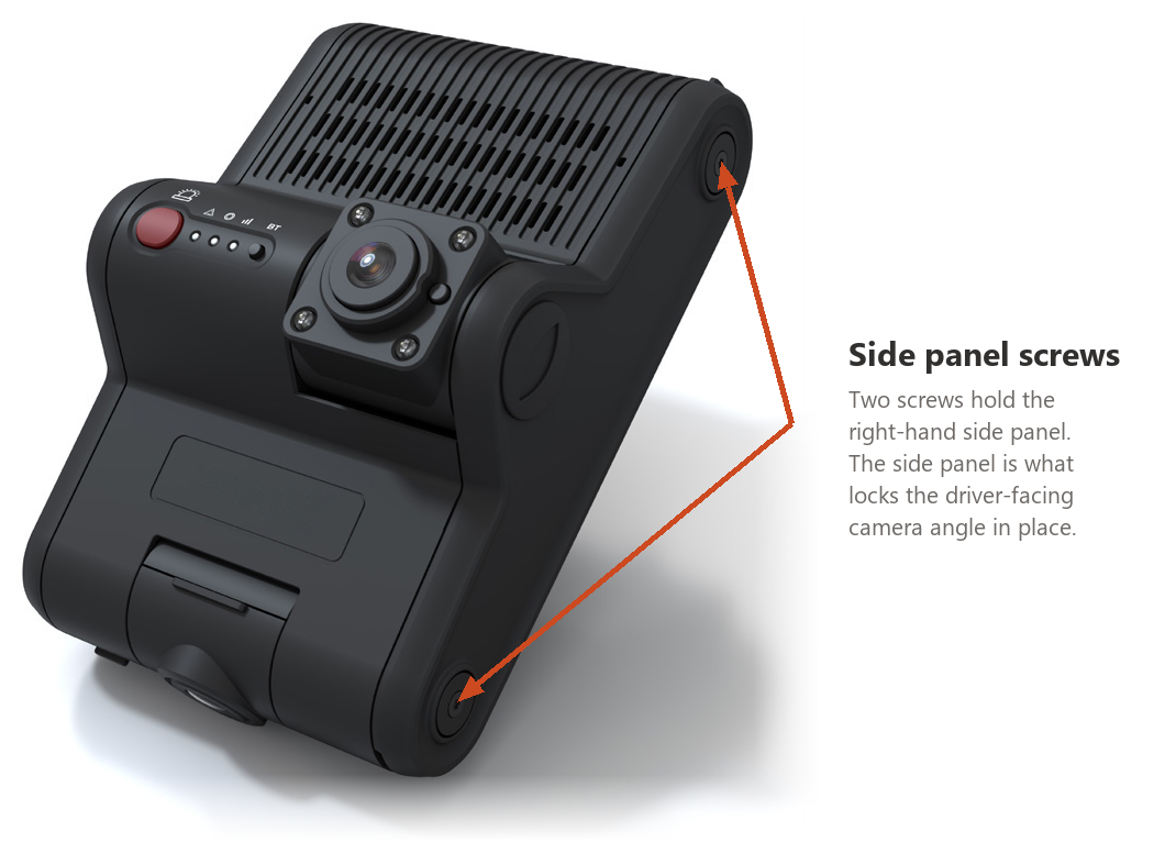 The KP2 with the two side panel screw locations indicated on the right-hand side.