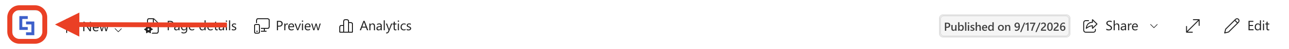 ShortPoint shortcut icon located in the SharePoint top navigation bar