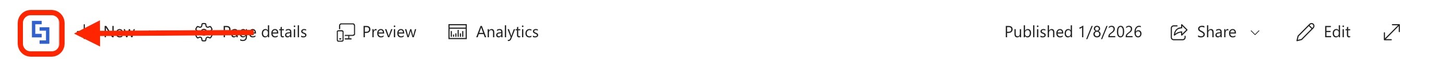 Clicking the logo shortcut in the SharePoint page command bar to access the dashboard