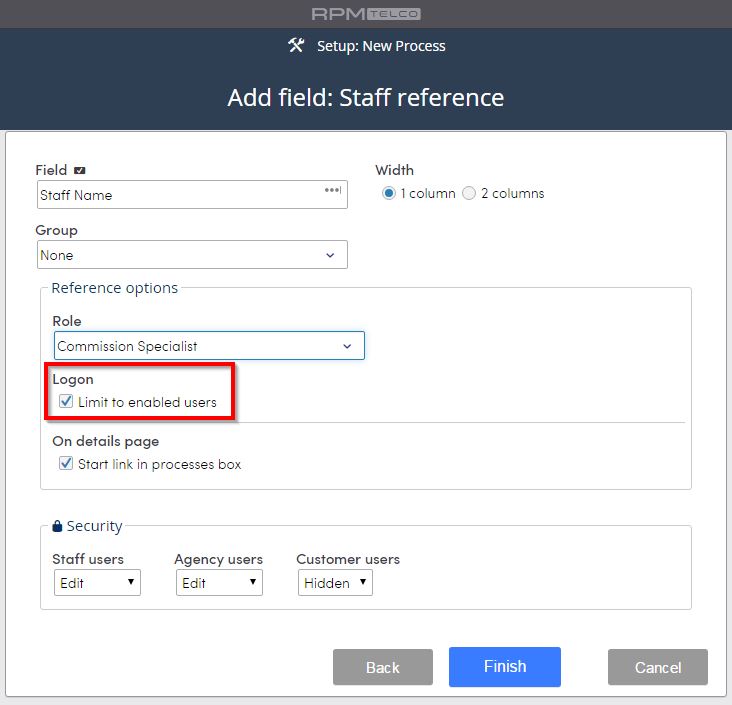 Reference field RPM Software