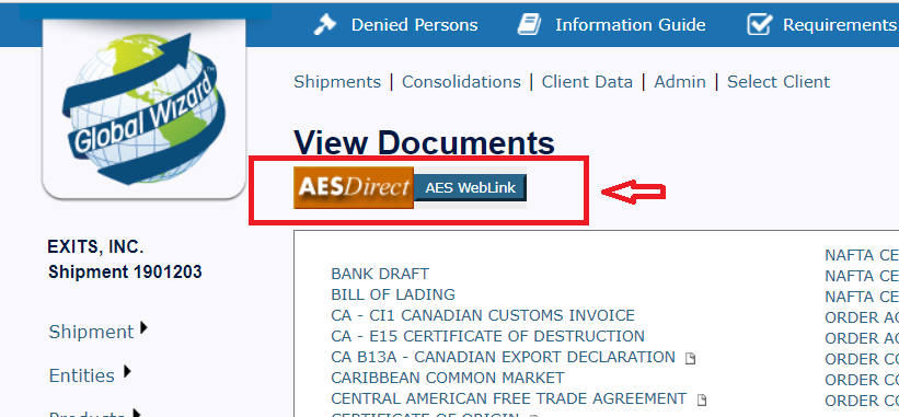 How Do I File Aes From Within The Ace Portal Exits Inc