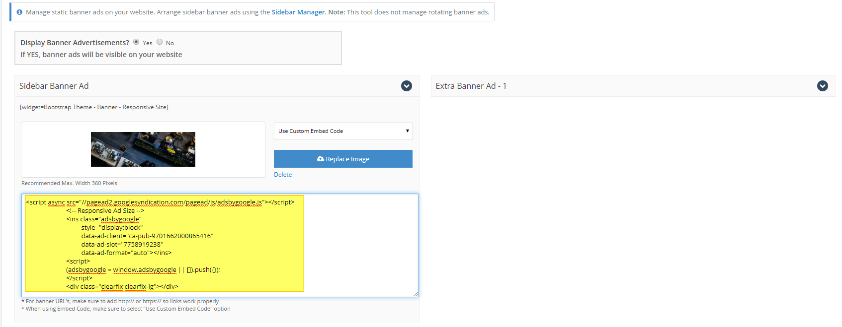 Brilliant Directories Settings Design Settings Banner Ad