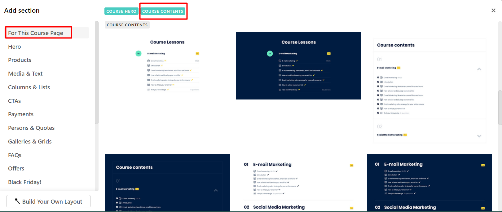 Contents Sections in the Course Layout pages : LearnWorlds Help Center