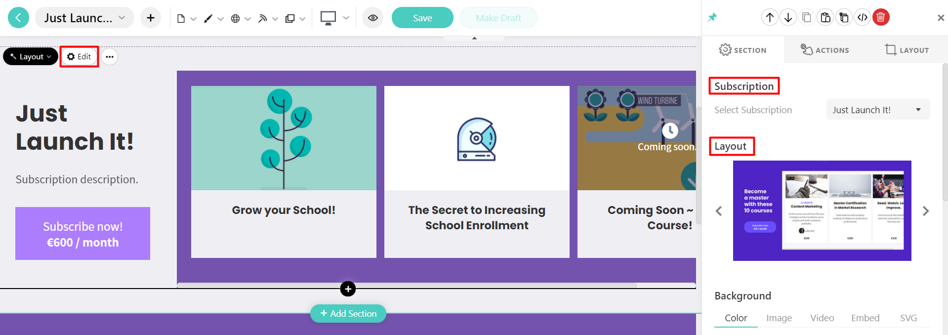 How to Customize the Subscription Page - Subscription Sections ...