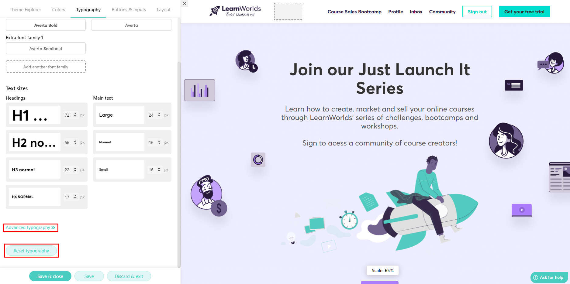 Theme Explorer - Typography, Choosing a Font for your School : LearnWorlds  Help Center