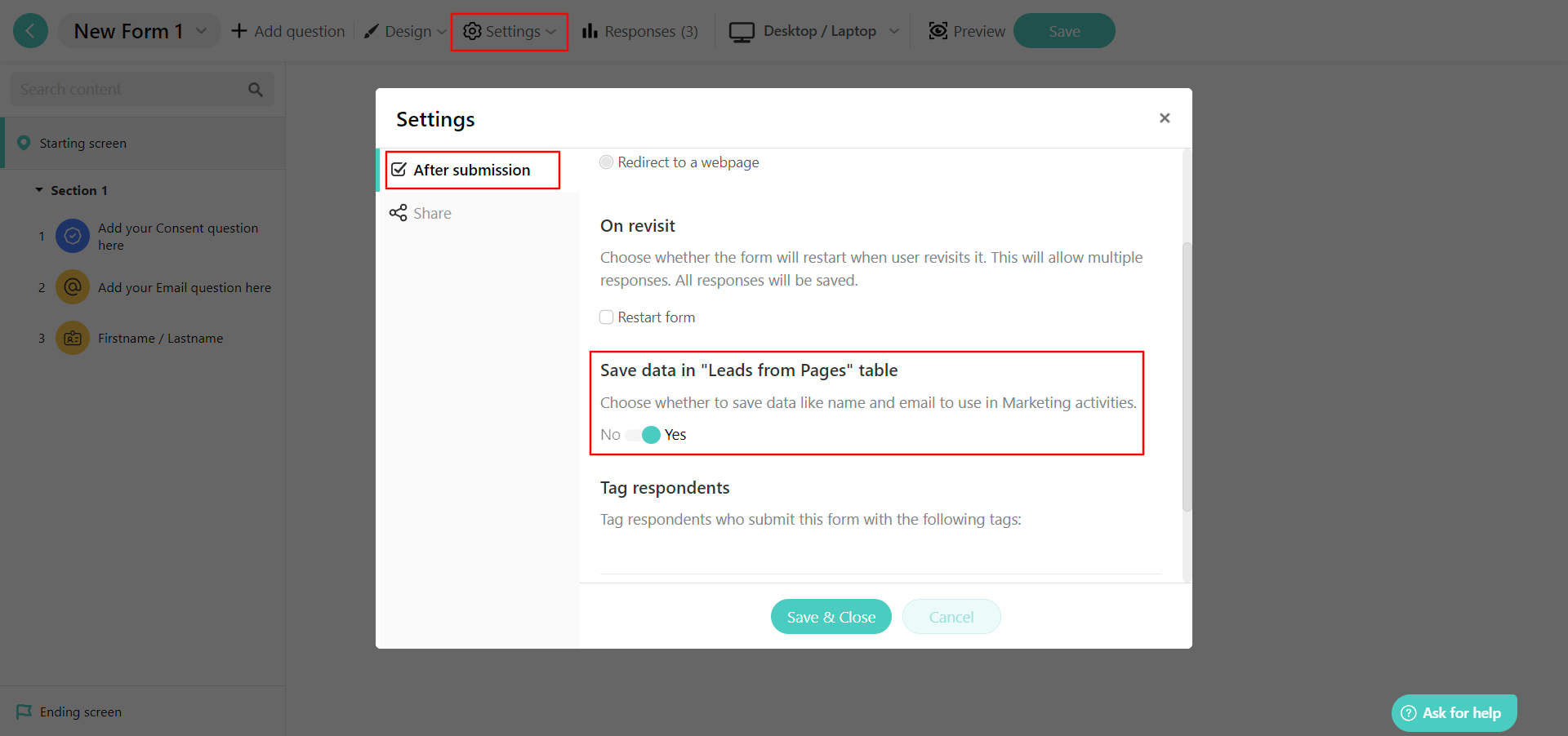How to Capture Leads using a Marketing form : LearnWorlds Help Center