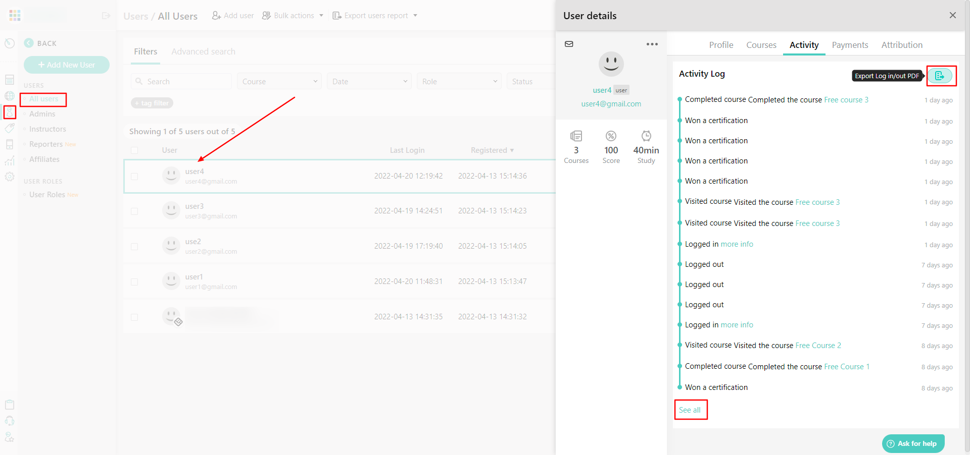 How to Track User Engagement LearnWorlds Help Center