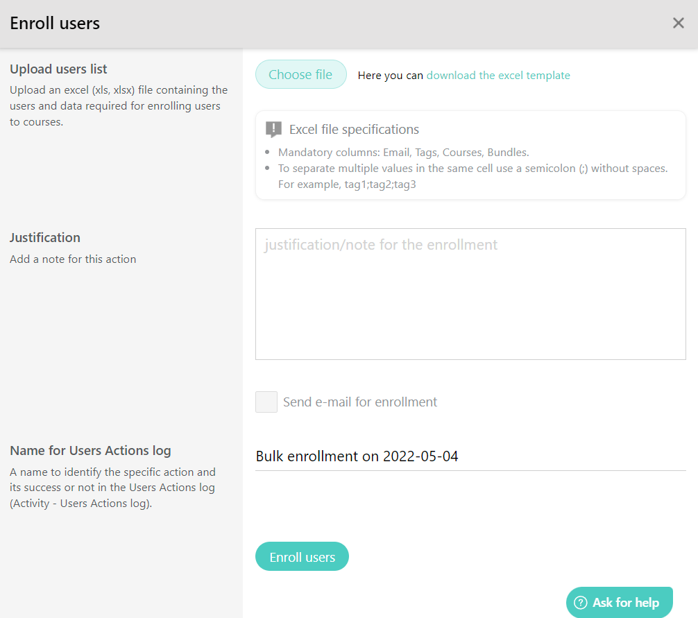How to Bulk Enroll your Users : LearnWorlds Help Center