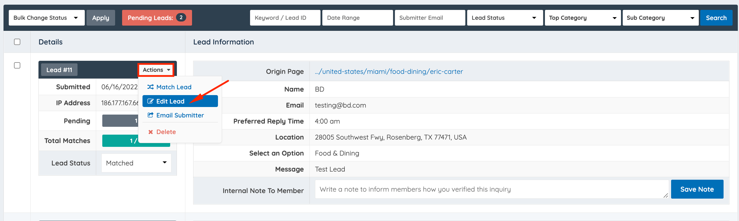 Brilliant Directories - Member Leads » Edit Leads - Brilliant ...