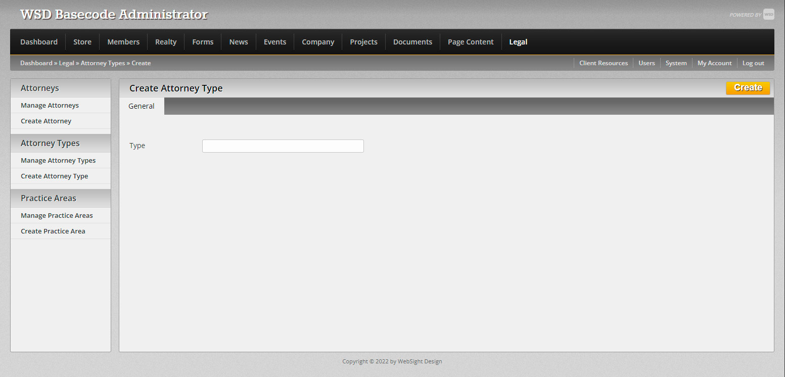 Create Attorney Type
