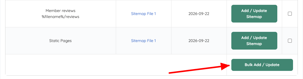 Bulk Add / Update button
