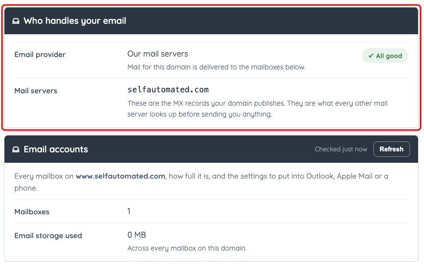 Who handles your email reports the incoming mail provider and the mail servers the domain publishes