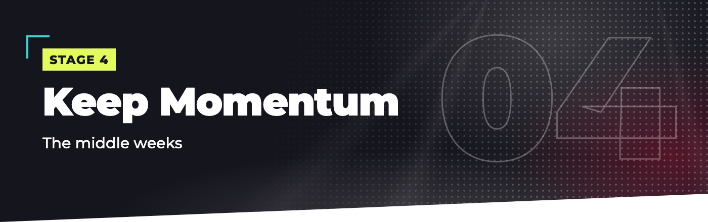 Stage 4: Keep Momentum. The middle weeks.