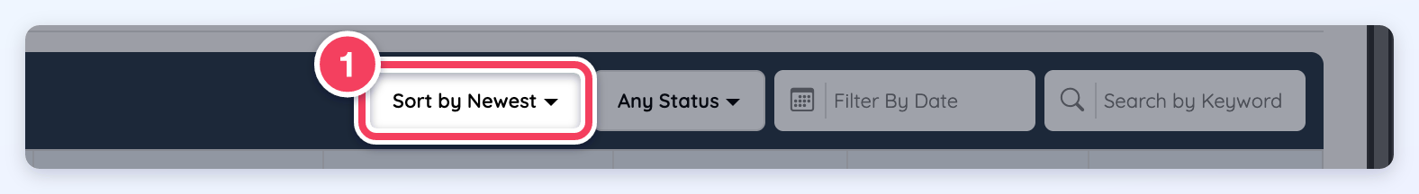 The Sort by Newest dropdown in the Email Newsletters toolbar.