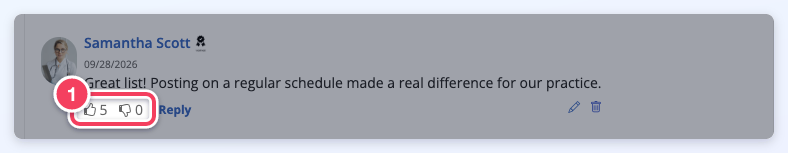 A member's own comment showing like and dislike counts with dimmed buttons.