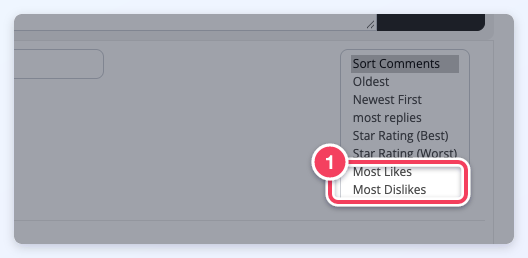 Comment sort menu listing all options, with the new Most Likes and Most Dislikes highlighted.