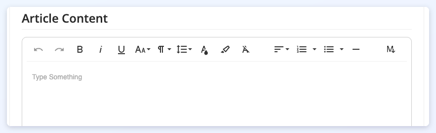 The Froala Text Editor - Basic toolbar on a member's Article Content field, with formatting options only and no image, video or code buttons.