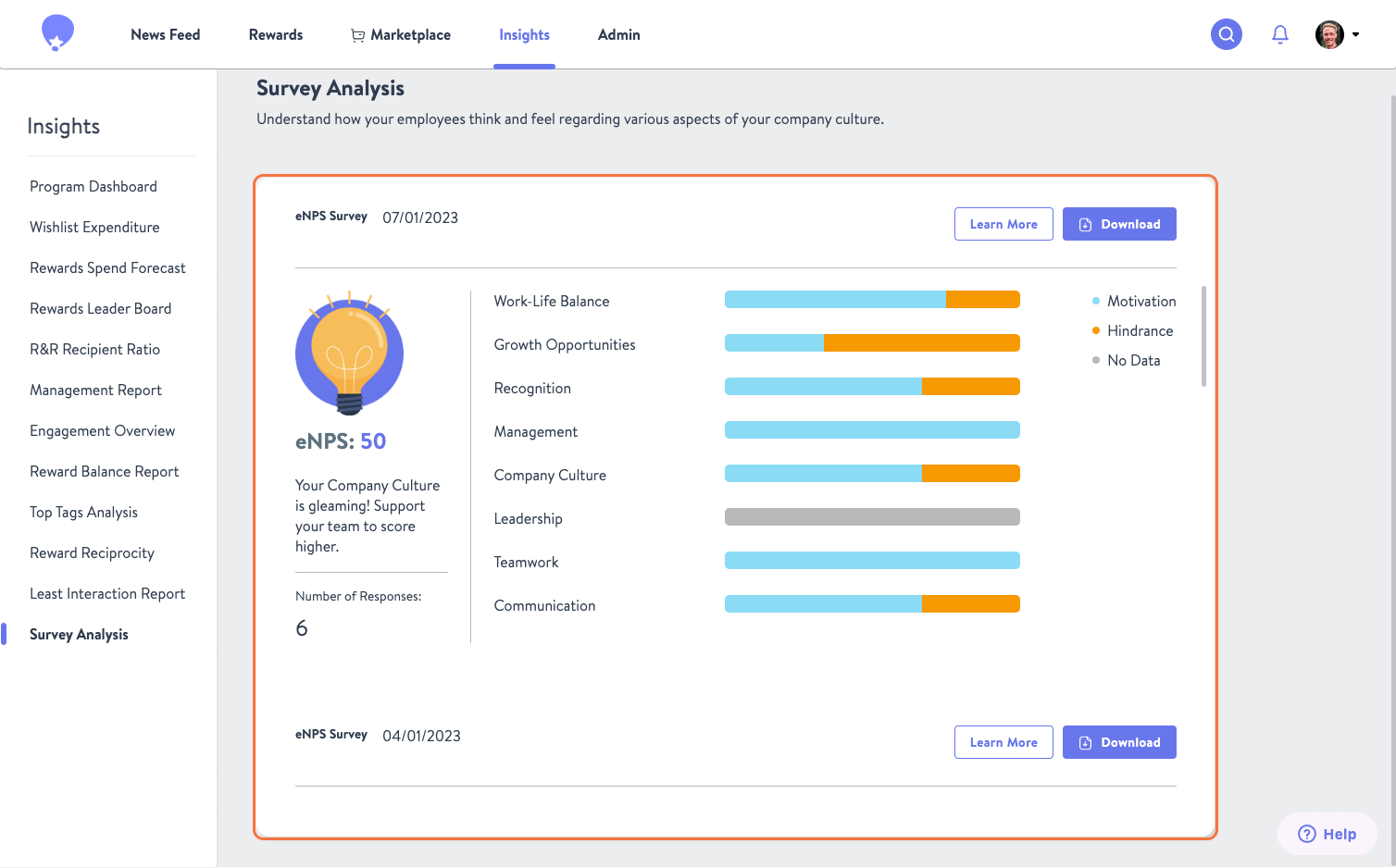 Click on eNPS Survey…