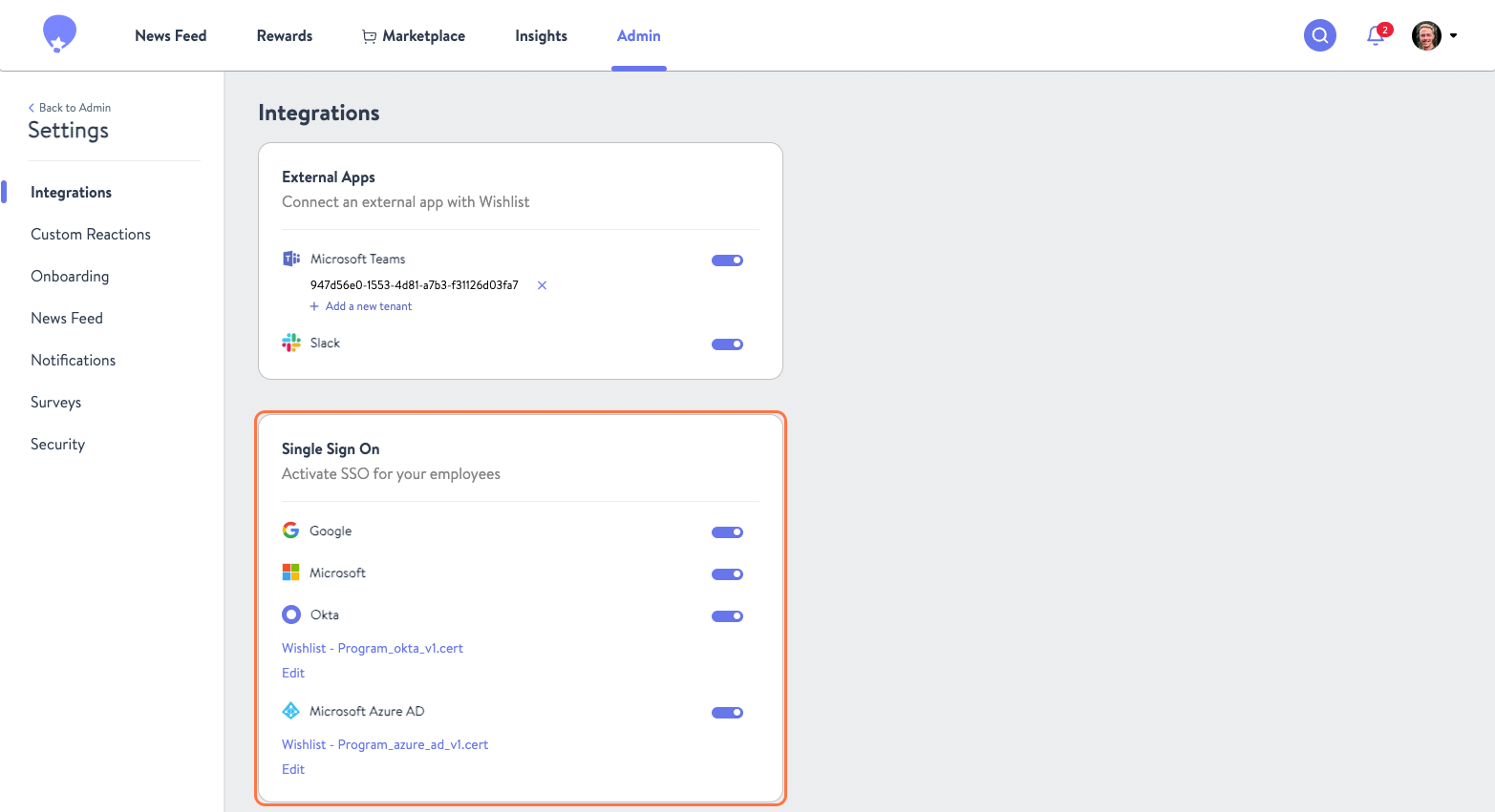 Click on Single Sign On…