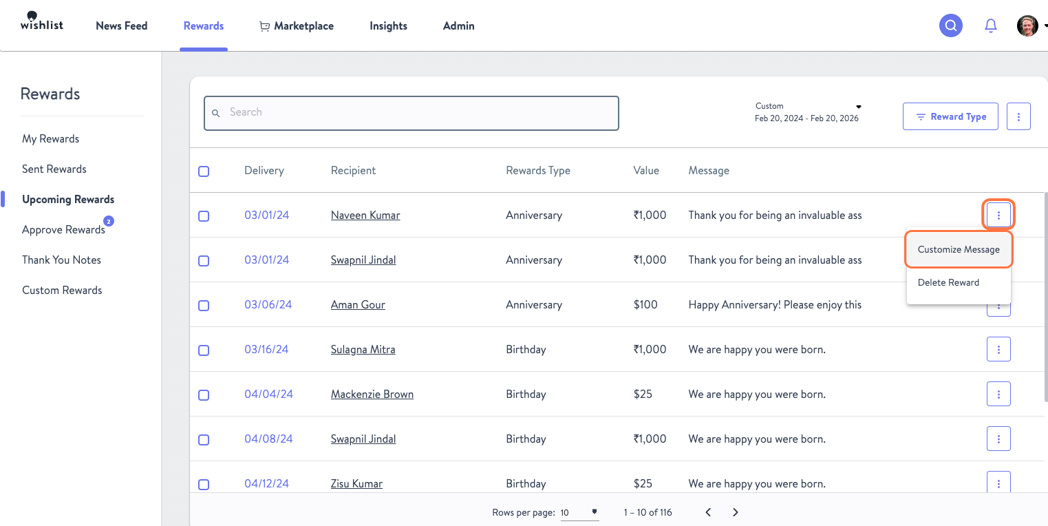 Click on Customize Message