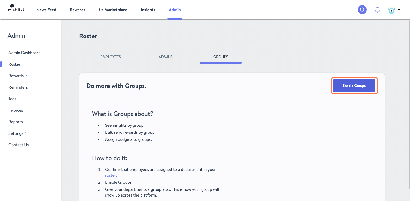 Click on Enable Groups