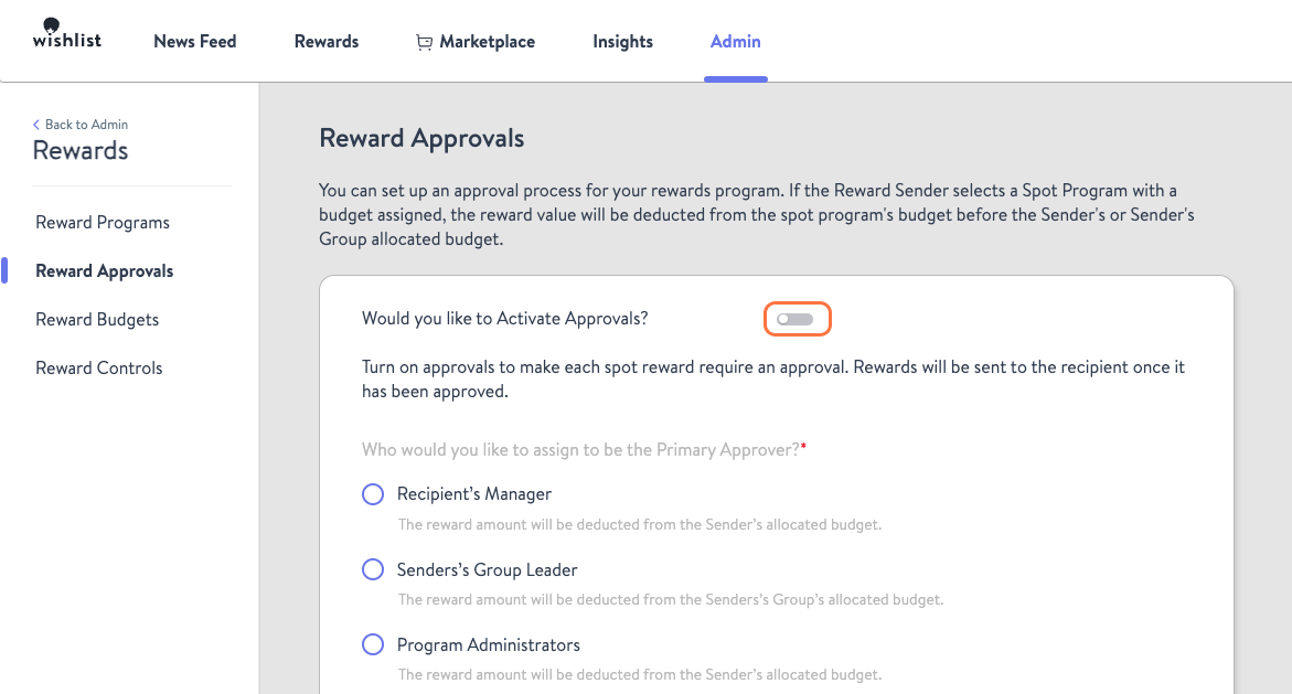 Click on Would you like to Activate Approvals?