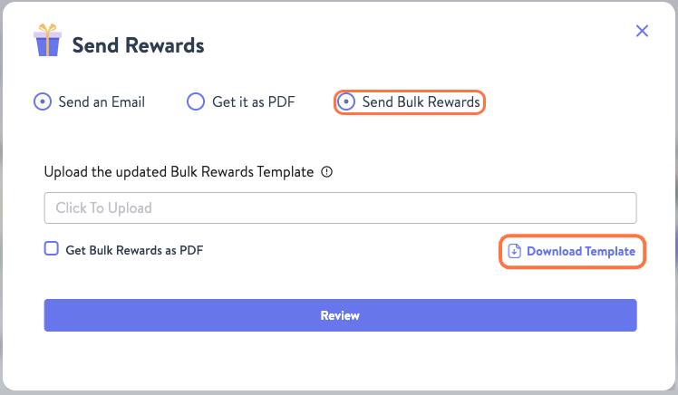 Select Send Bulk Rewards